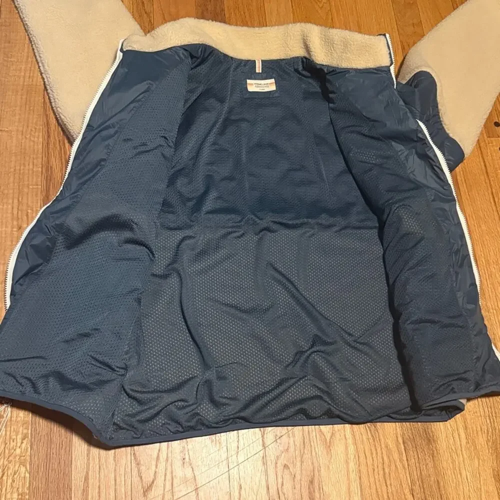 NEW Marine Layer Orion Blue & Natural Quilted Bariloche Sherpa Jacket Size XL